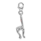 Sterling Silver 3-D Enameled Chair With Heart W/Lobster Claw Clasp Clasp Charm Charms