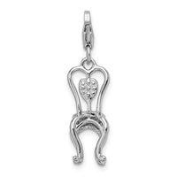 Sterling Silver 3-D Enameled Chair With Heart W/Lobster Claw Clasp Clasp Charm Charms