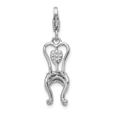 Sterling Silver 3-D Enameled Chair With Heart W/Lobster Claw Clasp Clasp Charm Charms