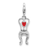 Sterling Silver 3-D Enameled Chair With Heart W/Lobster Claw Clasp Clasp Charm Charms