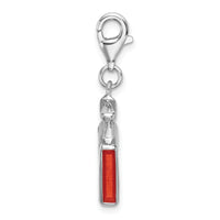 Sterling Silver 3-D Orange Enamel Perfume Bottle W/Lobster Claw Clasp Clasp Charm Charms
