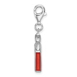 Sterling Silver 3-D Orange Enamel Perfume Bottle W/Lobster Claw Clasp Clasp Charm Charms