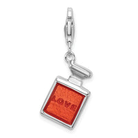 Sterling Silver 3-D Orange Enamel Perfume Bottle W/Lobster Claw Clasp Clasp Charm Charms