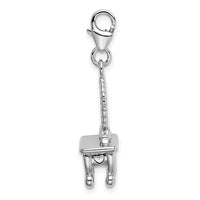 Sterling Silver 3-D Vanity W/Lobster Claw Clasp Clasp Charm Charms