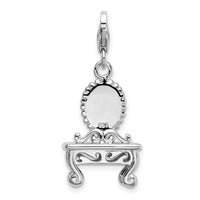 Sterling Silver 3-D Vanity W/Lobster Claw Clasp Clasp Charm Charms