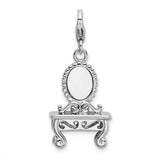 Sterling Silver 3-D Vanity W/Lobster Claw Clasp Clasp Charm Charms