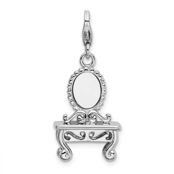 Sterling Silver 3-D Vanity W/Lobster Claw Clasp Clasp Charm Charms