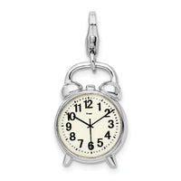 Goldia Sterling Silver 3-D Alarm Clock w/Lobster Claw Clasp Charm