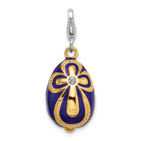 Amore LaVita Sterling Silver Gold-Plated Swarovski Element Purple Egg with Lobster Charm