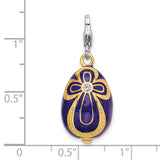 Amore LaVita Sterling Silver Gold-Plated Swarovski Element Purple Egg with Lobster Charm