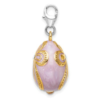 Amore LaVita Sterling Silver Gold-Plated Swarovski Element Pink Egg with Lobster Charm