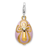 Amore LaVita Sterling Silver Gold-Plated Swarovski Element Pink Egg with Lobster Charm