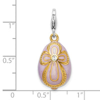 Amore LaVita Sterling Silver Gold-Plated Swarovski Element Pink Egg with Lobster Charm