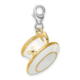 Amore LaVita Sterling Silver Gld-PLTD White Enam Cup/Saucer with Lobster Charm