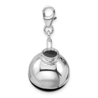 Sterling Silver 3-D Enameled Coffee Pot W/Lobster Claw Clasp Clasp Charm Charms