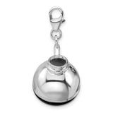 Sterling Silver 3-D Enameled Coffee Pot W/Lobster Claw Clasp Clasp Charm Charms