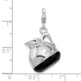 Sterling Silver 3-D Enameled Coffee Pot W/Lobster Claw Clasp Clasp Charm Charms
