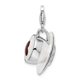 Sterling Silver 3-D Enameled Cappuccino W/Lobster Claw Clasp Clasp Charm Charms