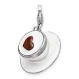Sterling Silver 3-D Enameled Cappuccino W/Lobster Claw Clasp Clasp Charm Charms