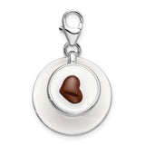 Sterling Silver 3-D Enameled Cappuccino W/Lobster Claw Clasp Clasp Charm Charms