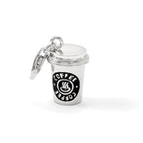 Sterling Silver 3-D Enameled To Go Coffee Cup with Lobster Clasp Charm