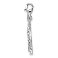 925 Sterling Silver Polished Flute with Lobster Clasp Charm