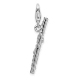 925 Sterling Silver Polished Flute with Lobster Clasp Charm