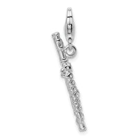 925 Sterling Silver Polished Flute with Lobster Clasp Charm