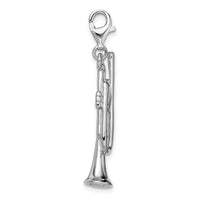 Sterling Silver Polished Trombone W/Lobster Claw Clasp Clasp Charm Charms