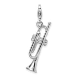 Sterling Silver Polished Trombone W/Lobster Claw Clasp Clasp Charm Charms
