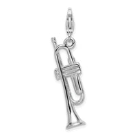 Sterling Silver Polished Trombone W/Lobster Claw Clasp Clasp Charm Charms