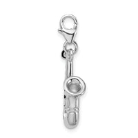 Amore LaVita Sterling Silver 3-D Enameled Saxophone with Lobster Clasp Charm