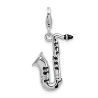 Amore LaVita Sterling Silver 3-D Enameled Saxophone with Lobster Clasp Charm