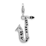 Amore LaVita Sterling Silver 3-D Enameled Saxophone with Lobster Clasp Charm