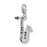 Amore LaVita Sterling Silver 3-D Enameled Saxophone with Lobster Clasp Charm