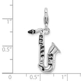 Amore LaVita Sterling Silver 3-D Enameled Saxophone with Lobster Clasp Charm