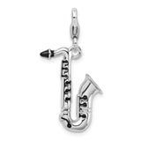Amore LaVita Sterling Silver 3-D Enameled Saxophone with Lobster Clasp Charm