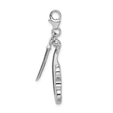 925 Sterling Silver 3-D Violin and Antiqued Bow with Lobster Clasp Charm