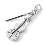 925 Sterling Silver 3-D Violin and Antiqued Bow with Lobster Clasp Charm