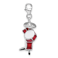 Amore LaVita Sterling Silver 3-D Enameled Drum Set with Lobster Clasp Charm