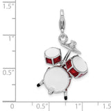 Amore LaVita Sterling Silver 3-D Enameled Drum Set with Lobster Clasp Charm