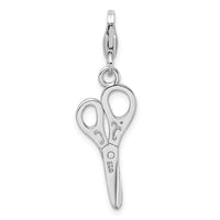 Sterling Silver Polished Scissors W/Lobster Claw Clasp Clasp Charm Charms