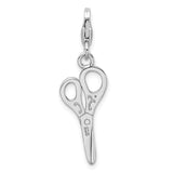 Sterling Silver Polished Scissors W/Lobster Claw Clasp Clasp Charm Charms