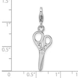 Sterling Silver Polished Scissors W/Lobster Claw Clasp Clasp Charm Charms