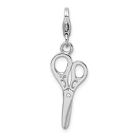 Sterling Silver Polished Scissors W/Lobster Claw Clasp Clasp Charm Charms