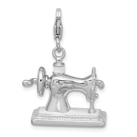 Amore LaVita Sterling Silver 3-D Enameled Sewing Machine with Lobster Clasp Charm
