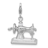 Amore LaVita Sterling Silver 3-D Enameled Sewing Machine with Lobster Clasp Charm