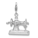 Amore LaVita Sterling Silver 3-D Enameled Sewing Machine with Lobster Clasp Charm