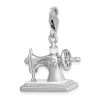 Amore LaVita Sterling Silver 3-D Enameled Sewing Machine with Lobster Clasp Charm