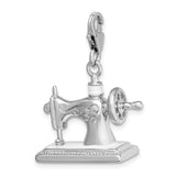 Amore LaVita Sterling Silver 3-D Enameled Sewing Machine with Lobster Clasp Charm